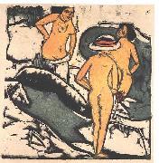 Ernst Ludwig Kirchner Bathing women between white rocks oil on canvas